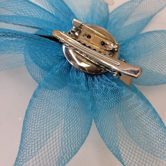Blue Floral Fascinator Hair Clip Flower Corsage Flower Floral Hair Accessory - Picture 5 of 10